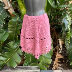 Pink crochet skirt or poncho top